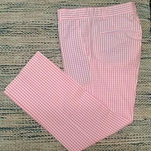 BENSON N Y C. Seersucker Pink&White Gingham Pants